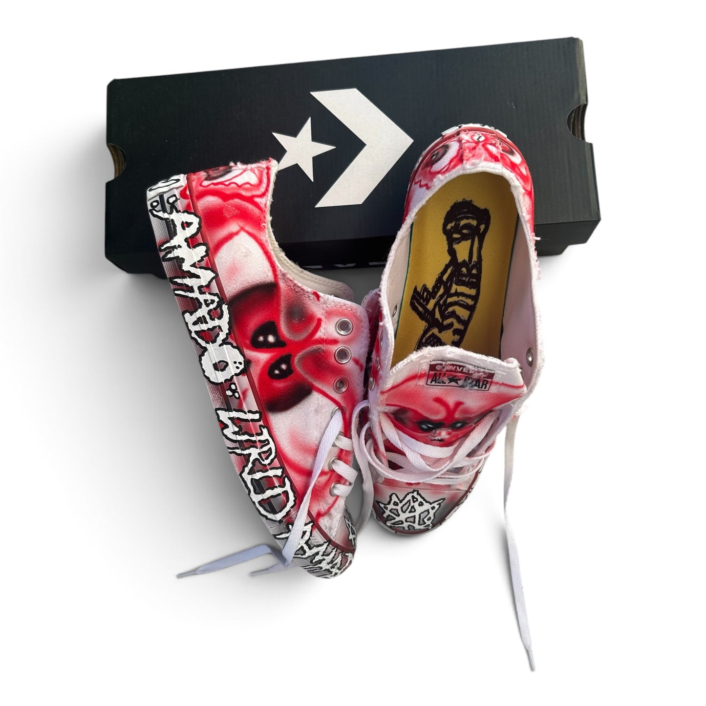 White and red skelly chucks <3