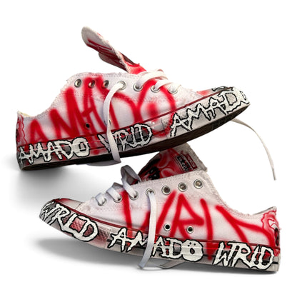 White and red skelly chucks <3