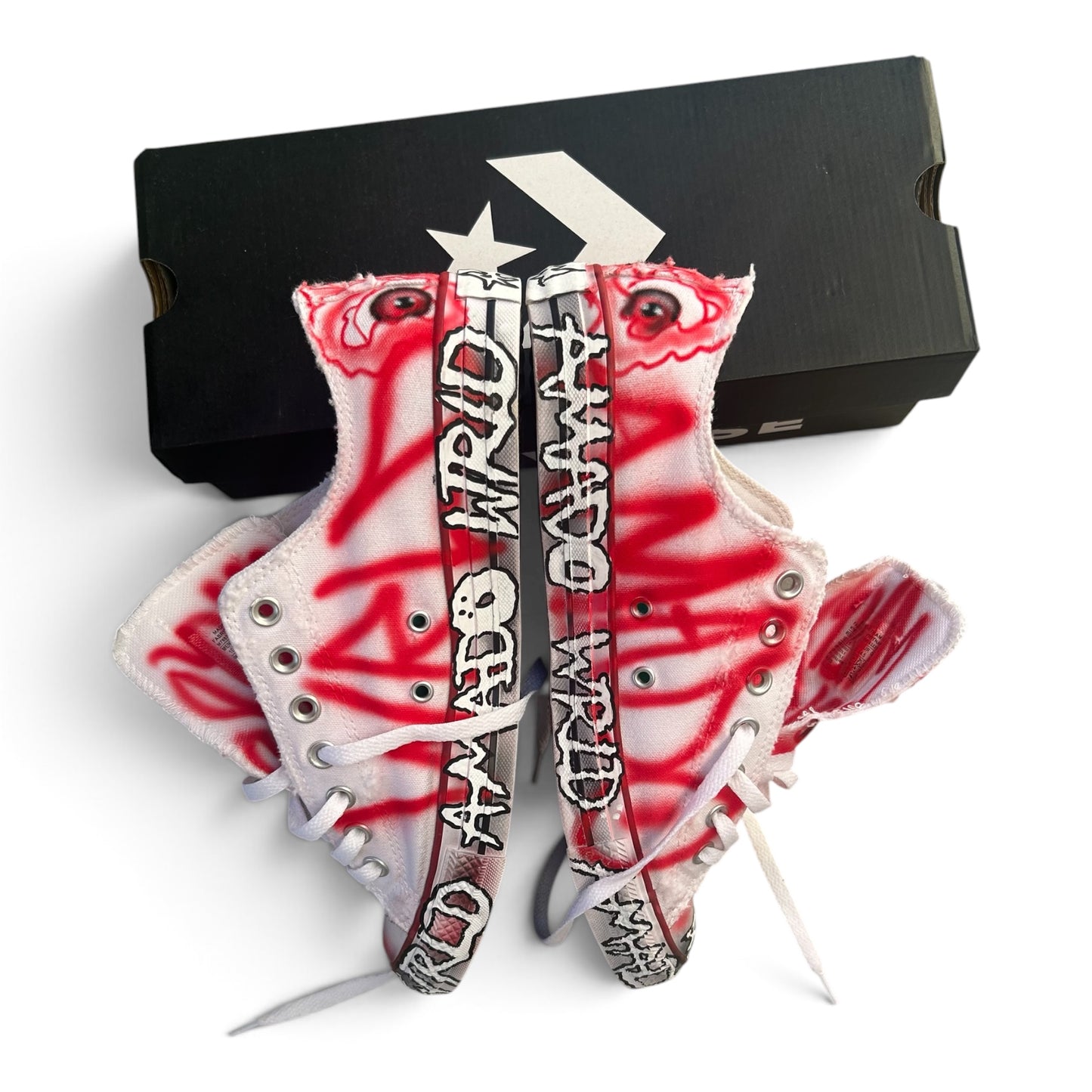 White and red skelly chucks <3